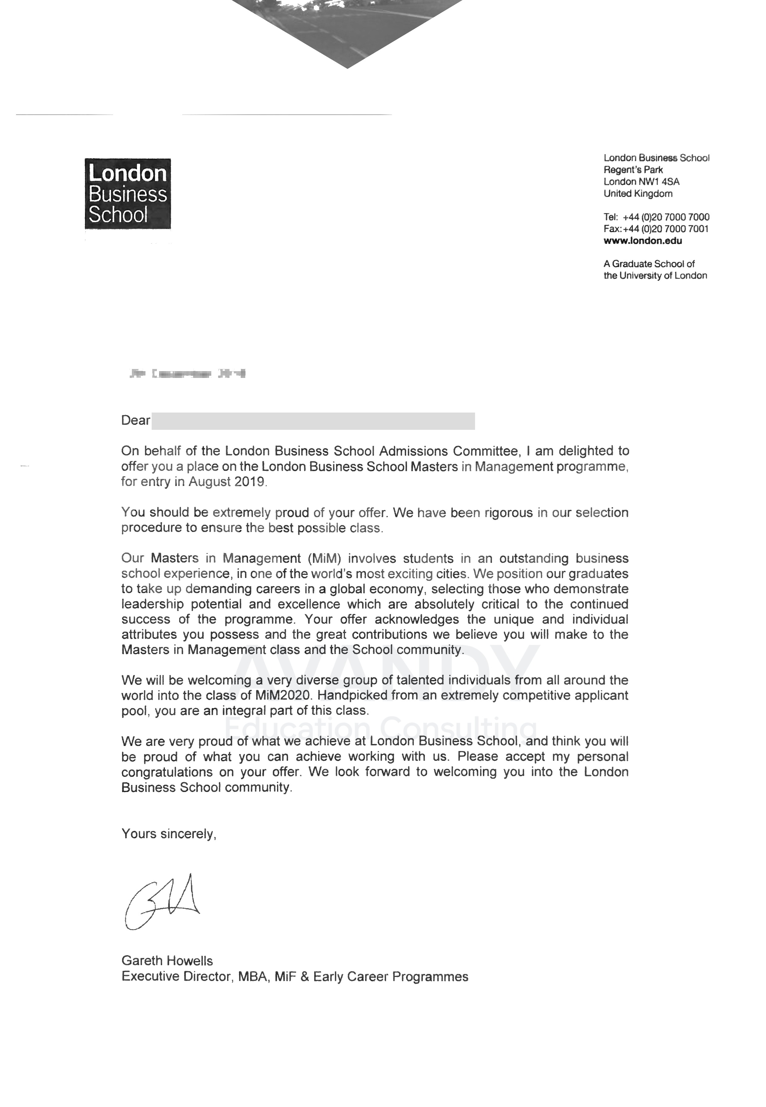 Documentación verificada del resultado de admisión