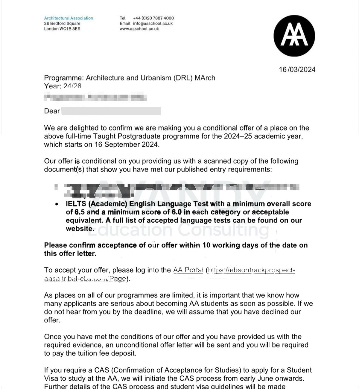 Documentación verificada del resultado de admisión