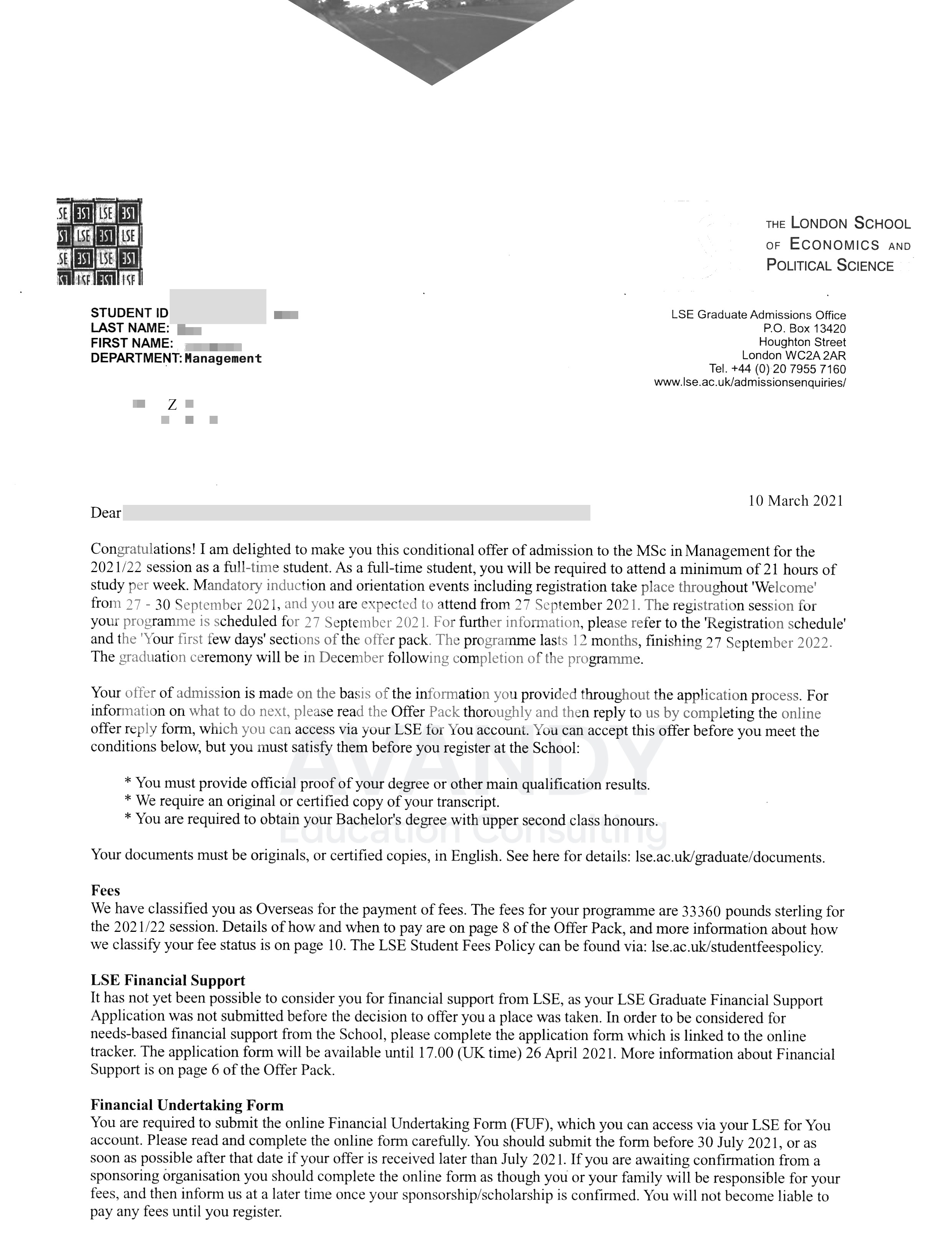 Documentación verificada del resultado de admisión