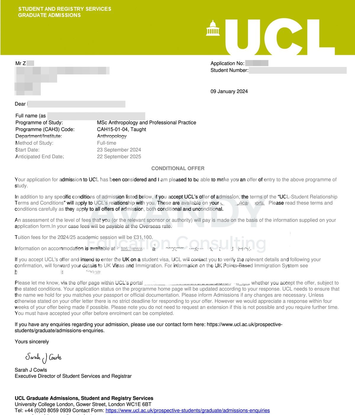 Documentación verificada del resultado de admisión