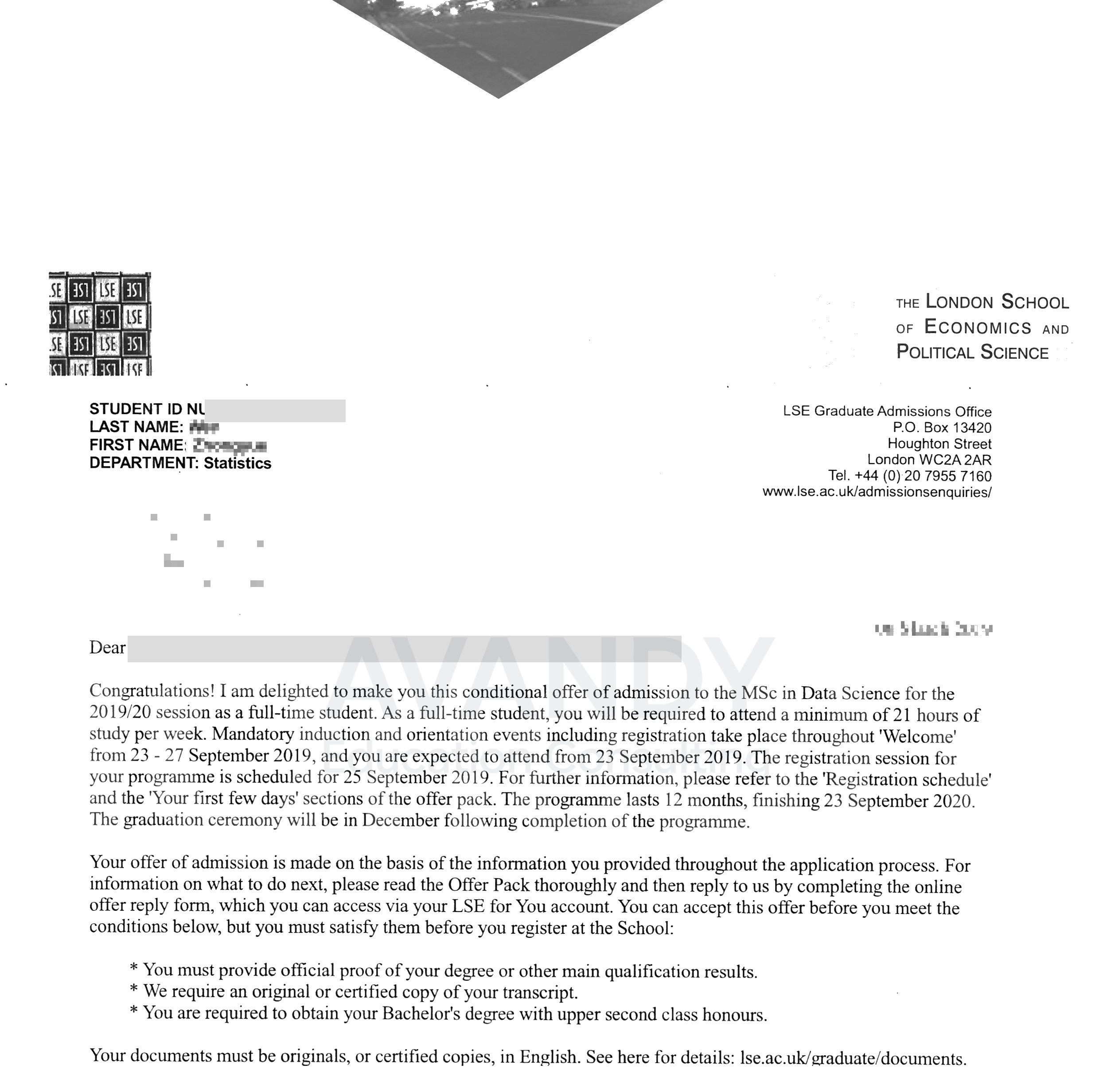 Documentación verificada del resultado de admisión