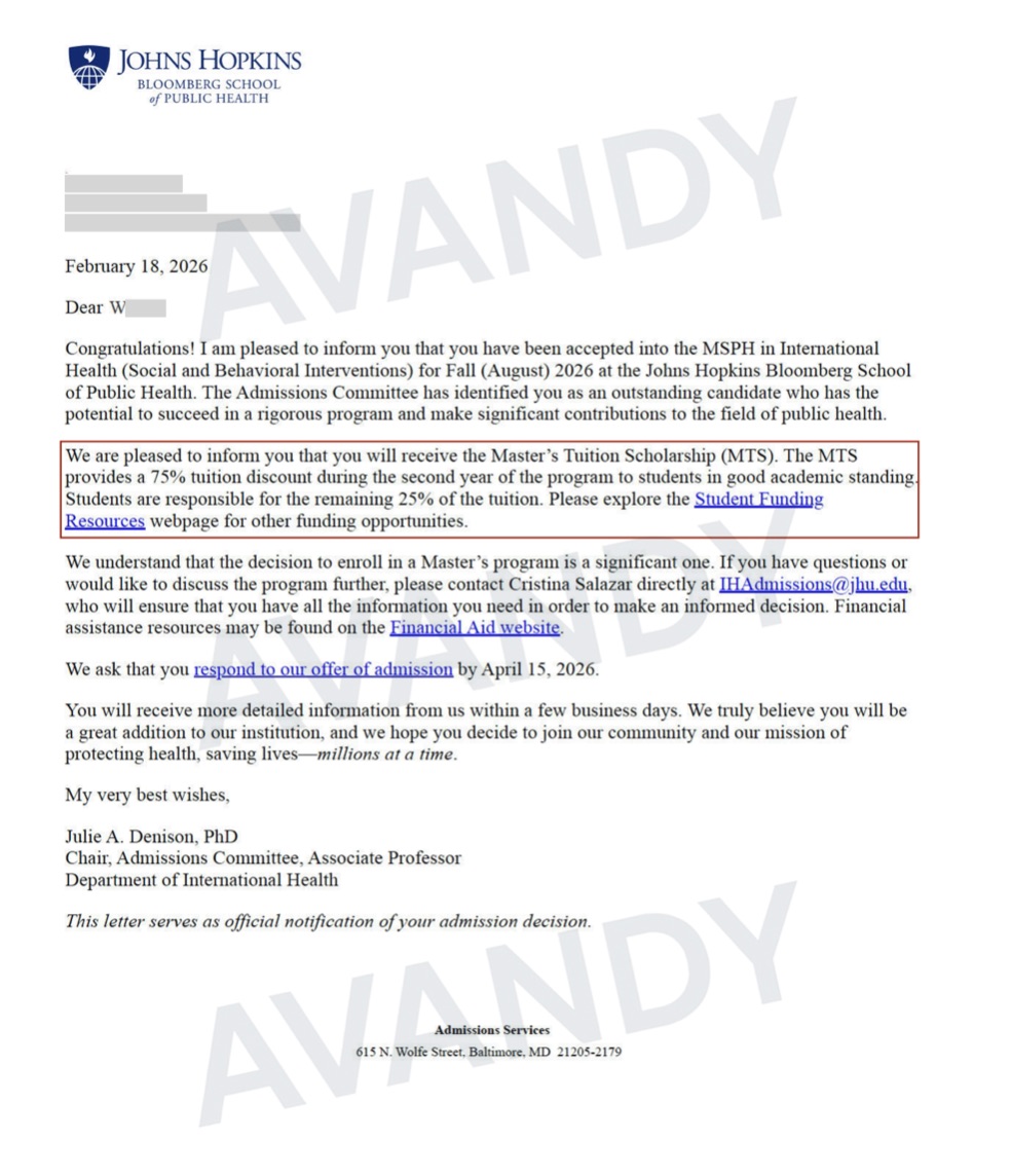 Documento verificado del resultado de admisión