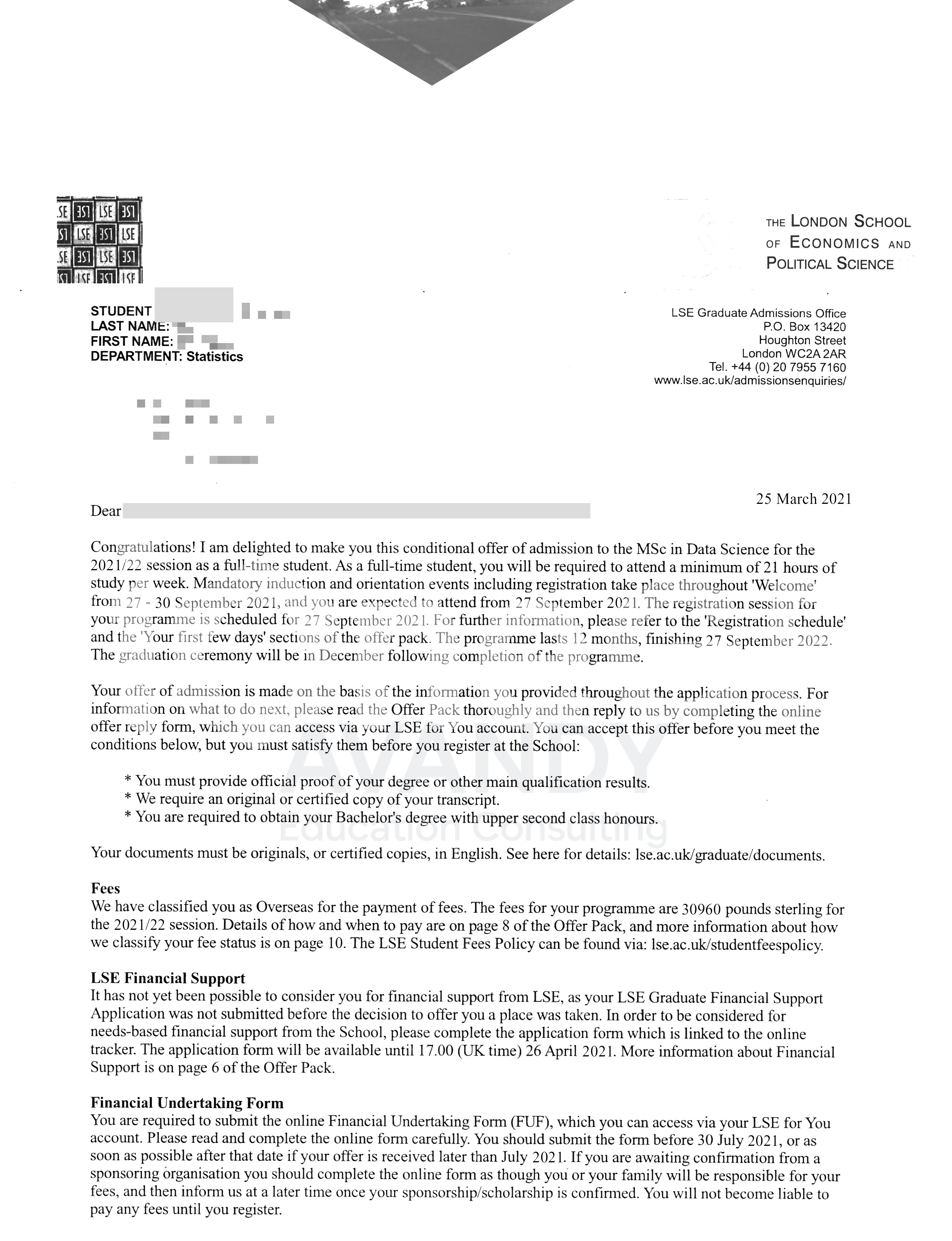 Documentación verificada del resultado de admisión
