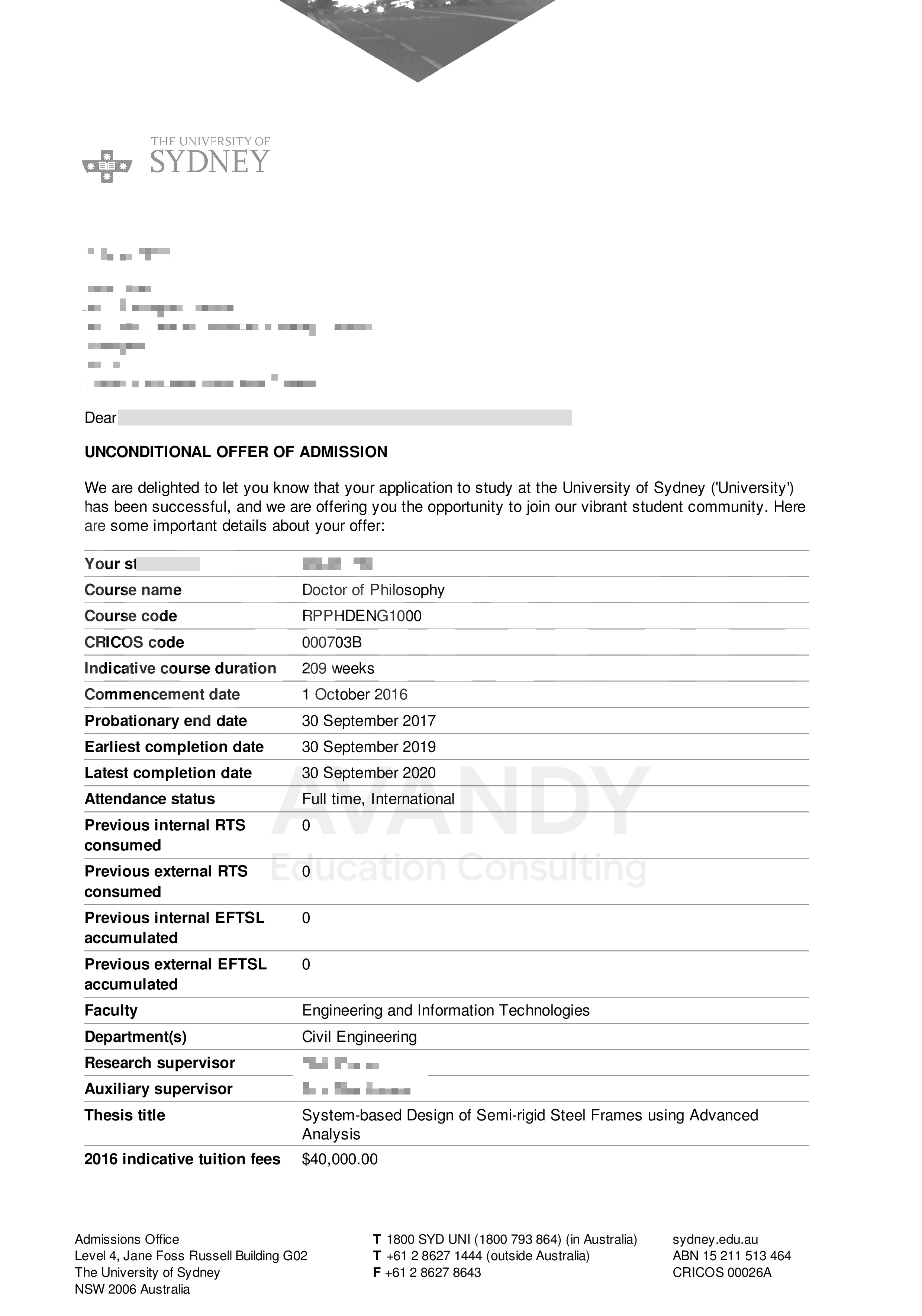 Documentación verificada del resultado de admisión