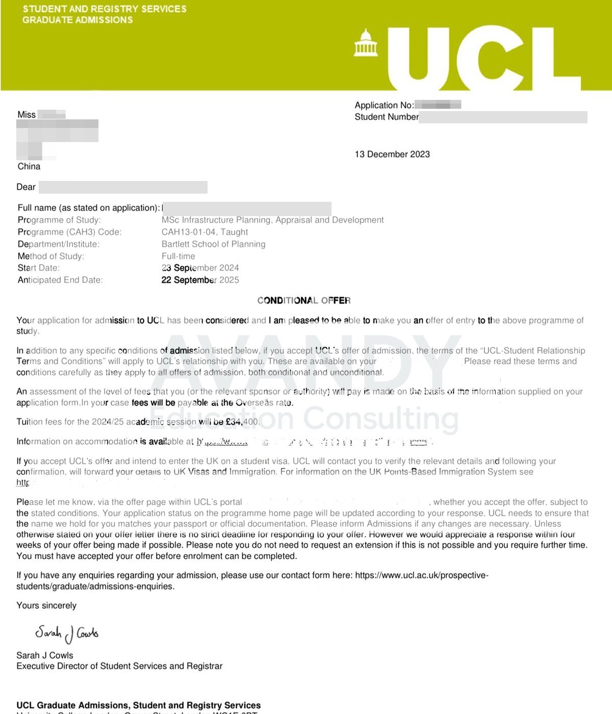 Documentación verificada del resultado de admisión