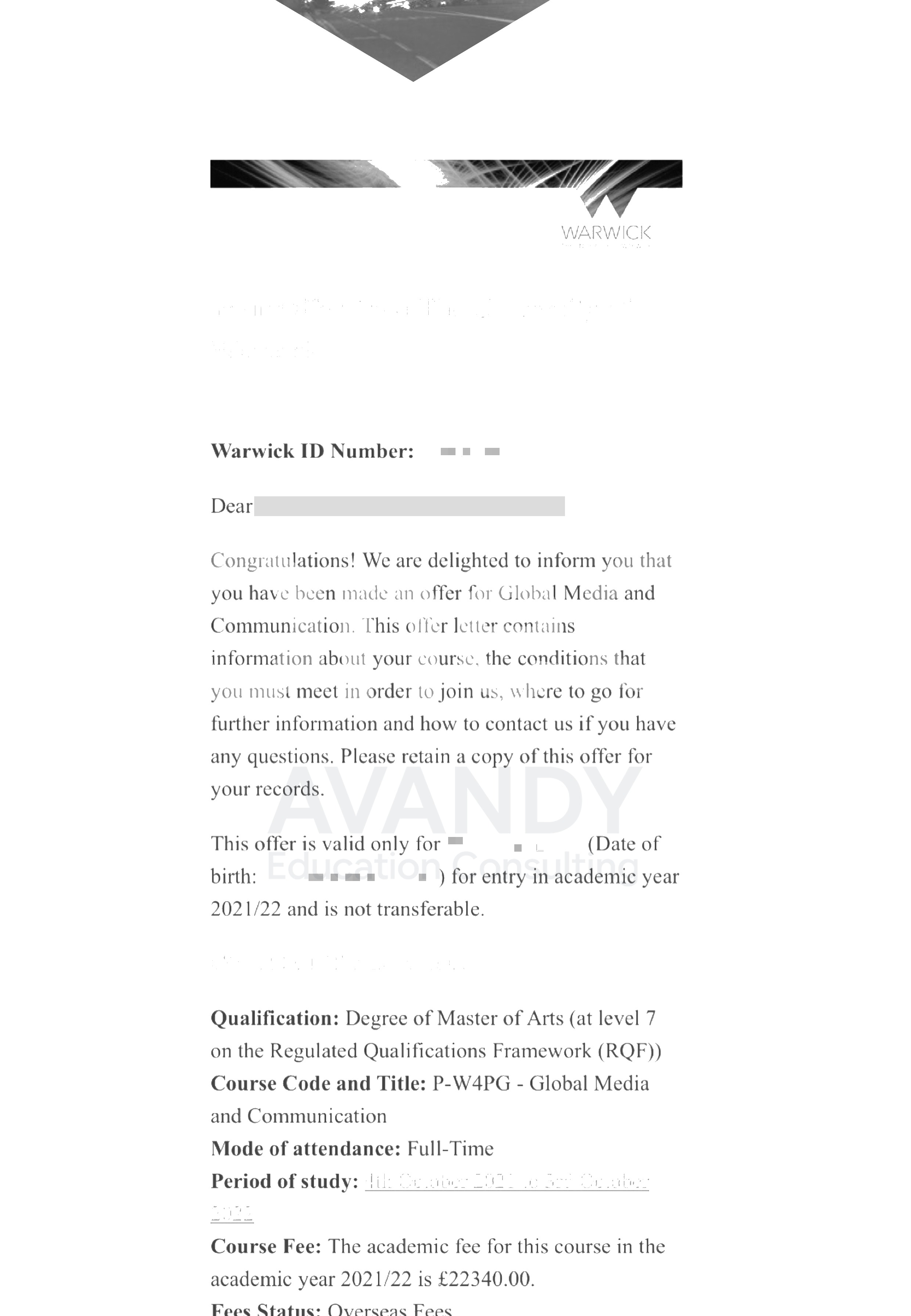 Documentación verificada del resultado de admisión