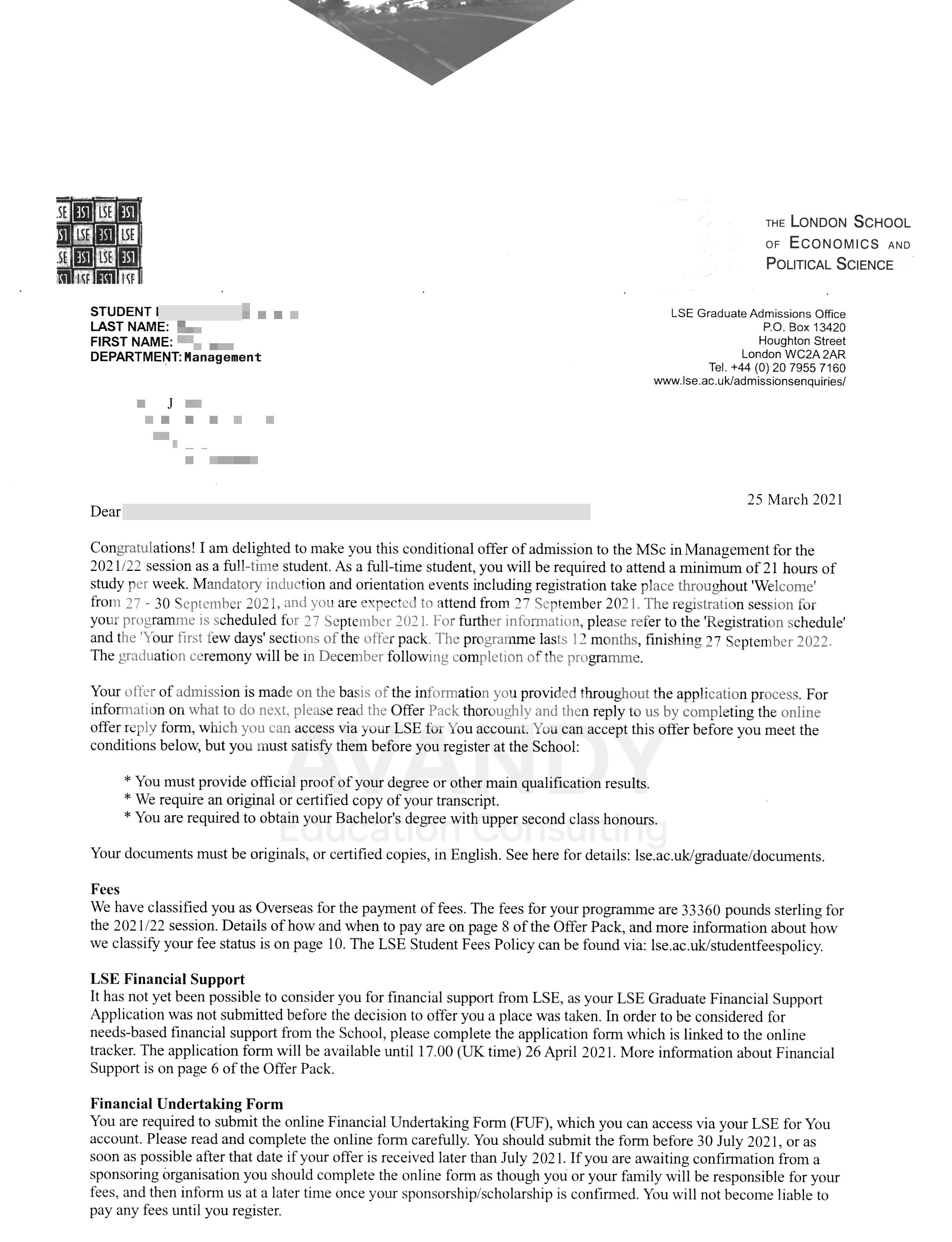 Documentación verificada del resultado de admisión
