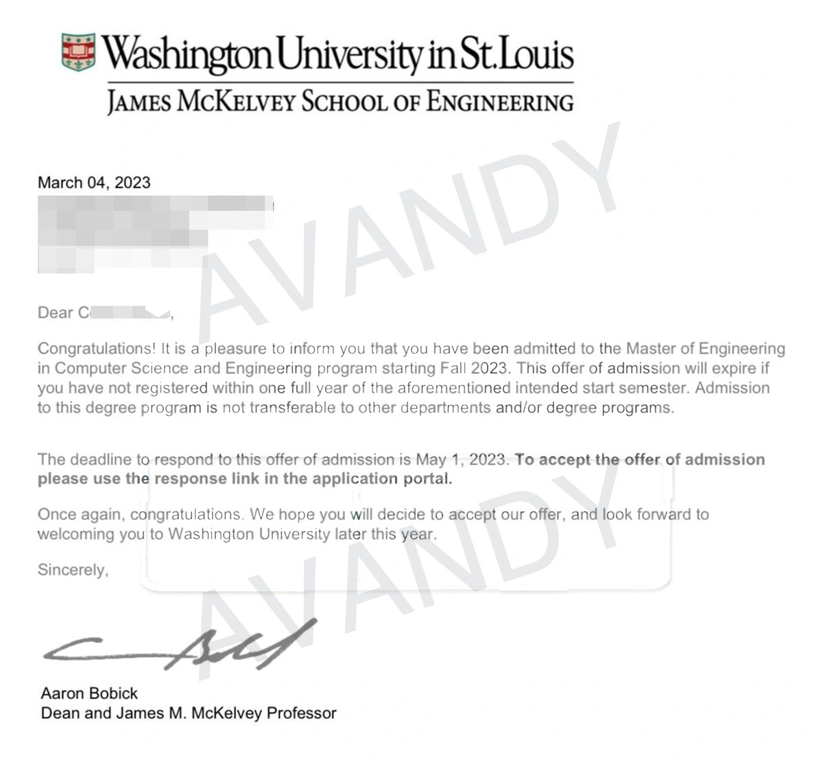 Documentación verificada de la oferta de Master of Engineering in Computer Science and Engineering en Washington University in St. Louis