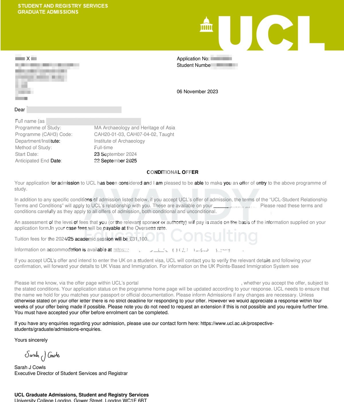 Documentación verificada del resultado de admisión