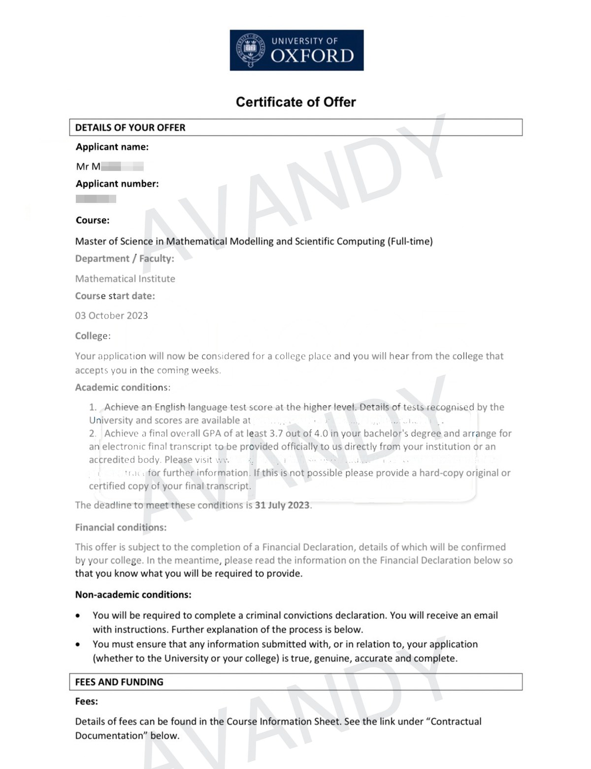Documentación verificada de la oferta de MSc in Mathematical Modelling and Scientific Computing en University of Oxford