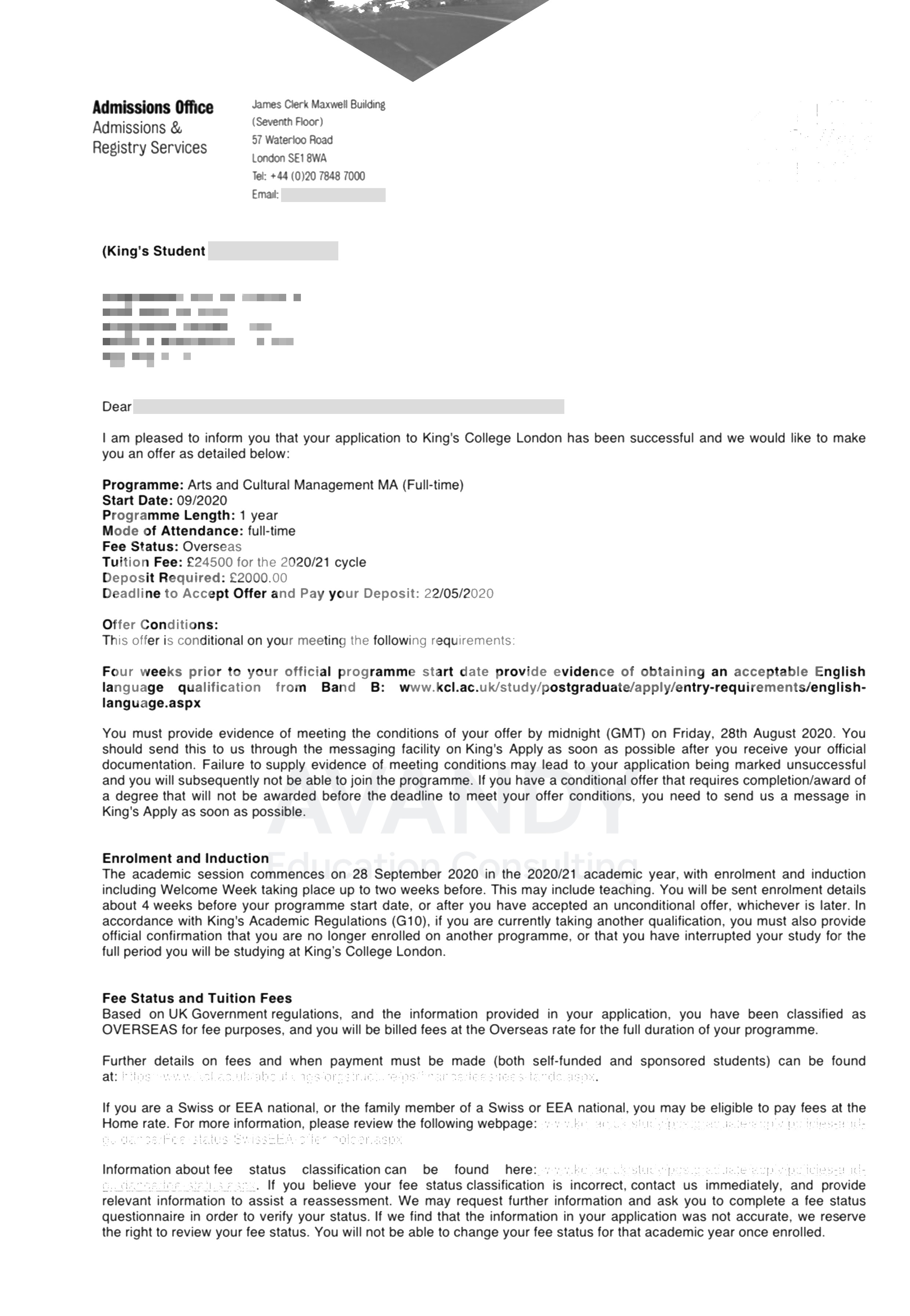 Documentación verificada del resultado de admisión