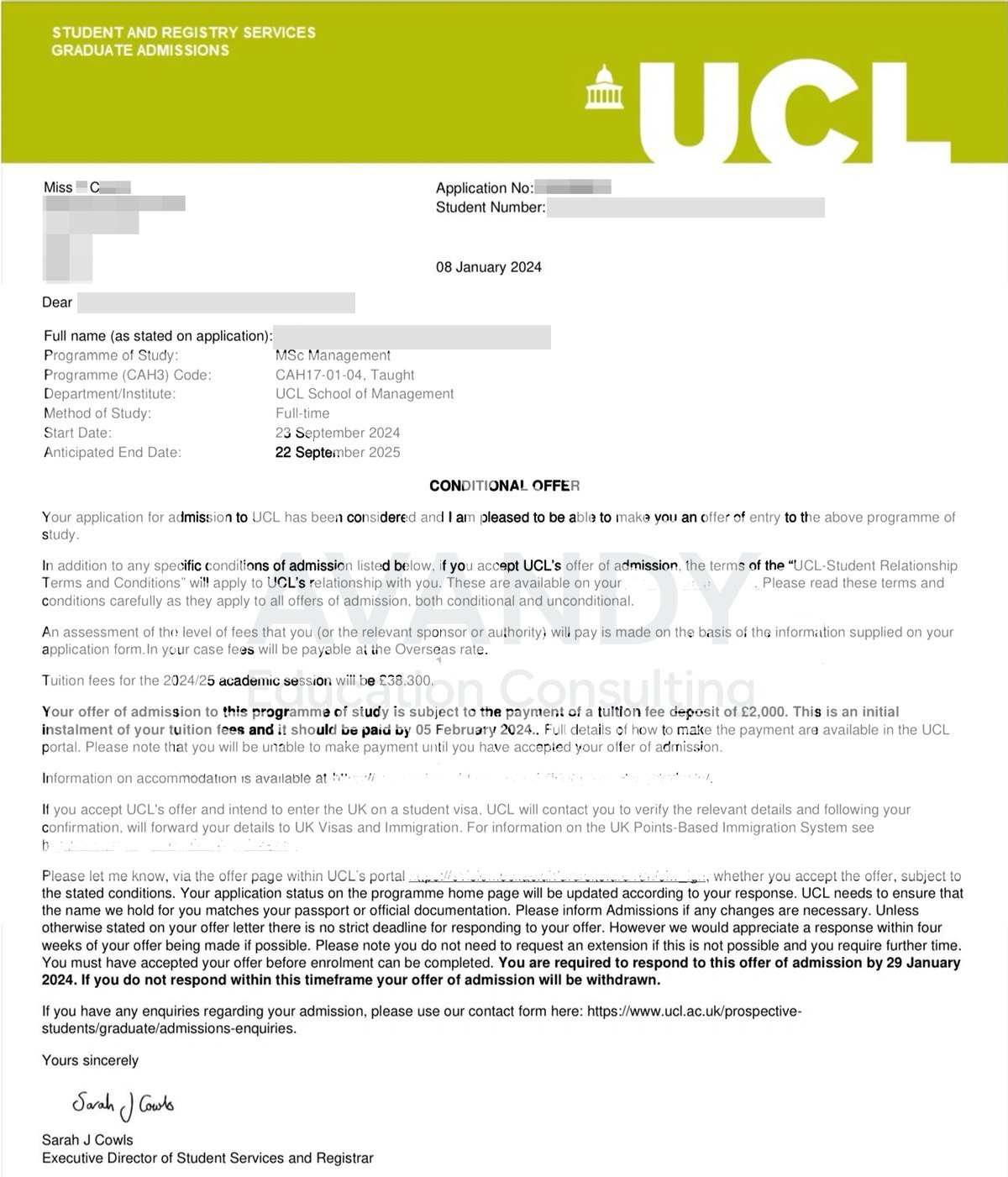 Documentación verificada del resultado de admisión
