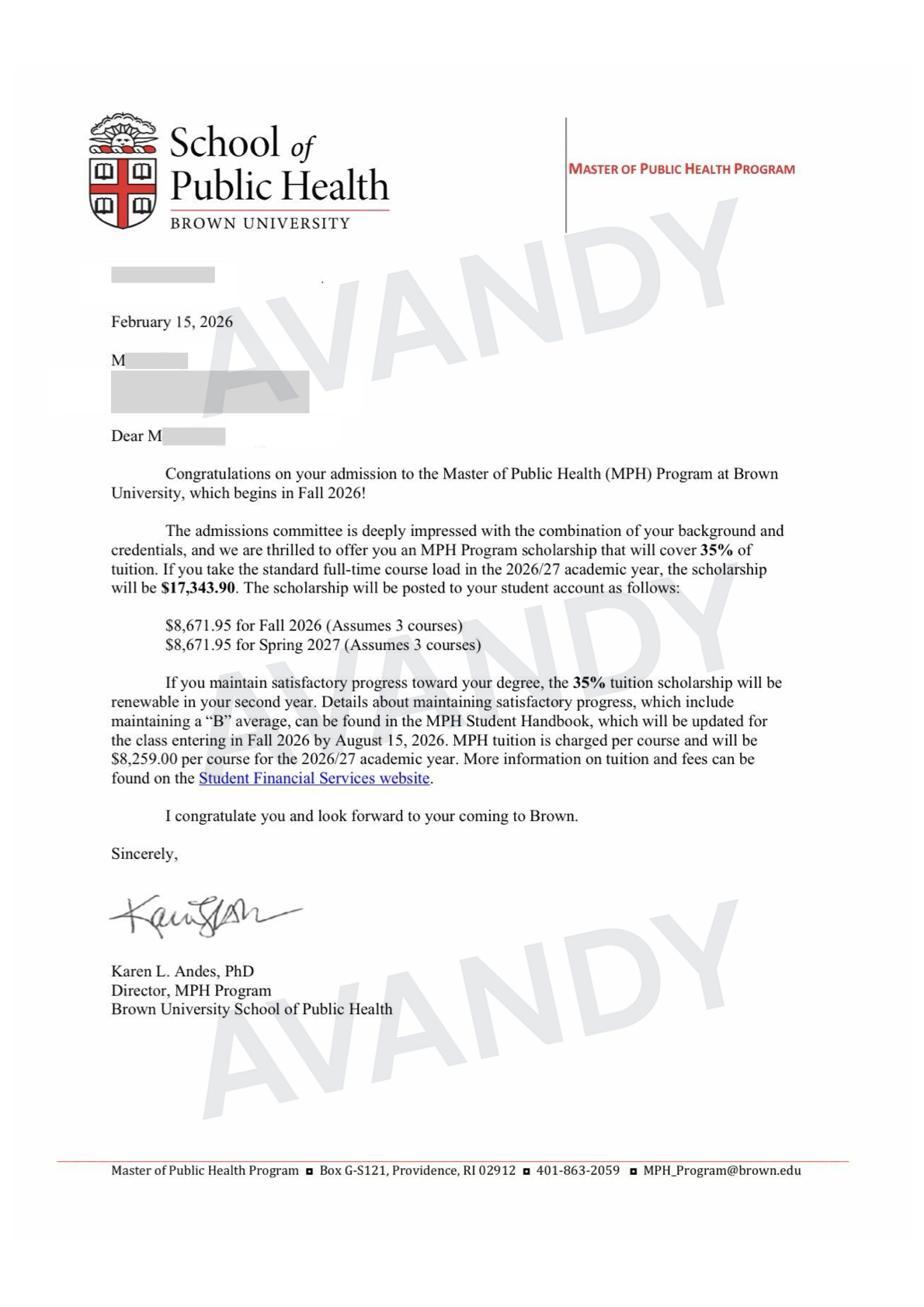 Documento verificado del resultado de admisión