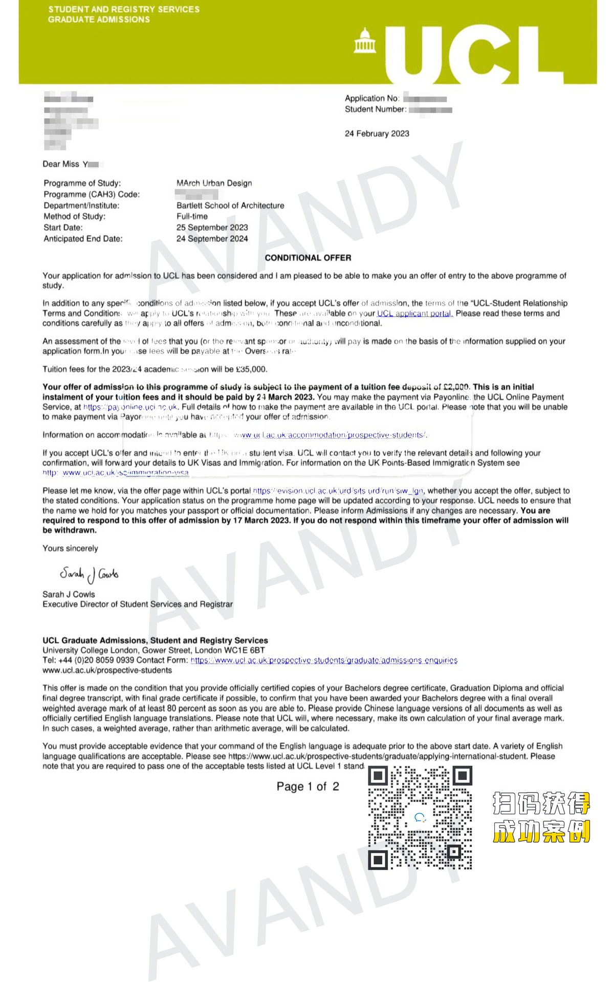 Documentación verificada de la oferta de MArch Urban Design en UCL