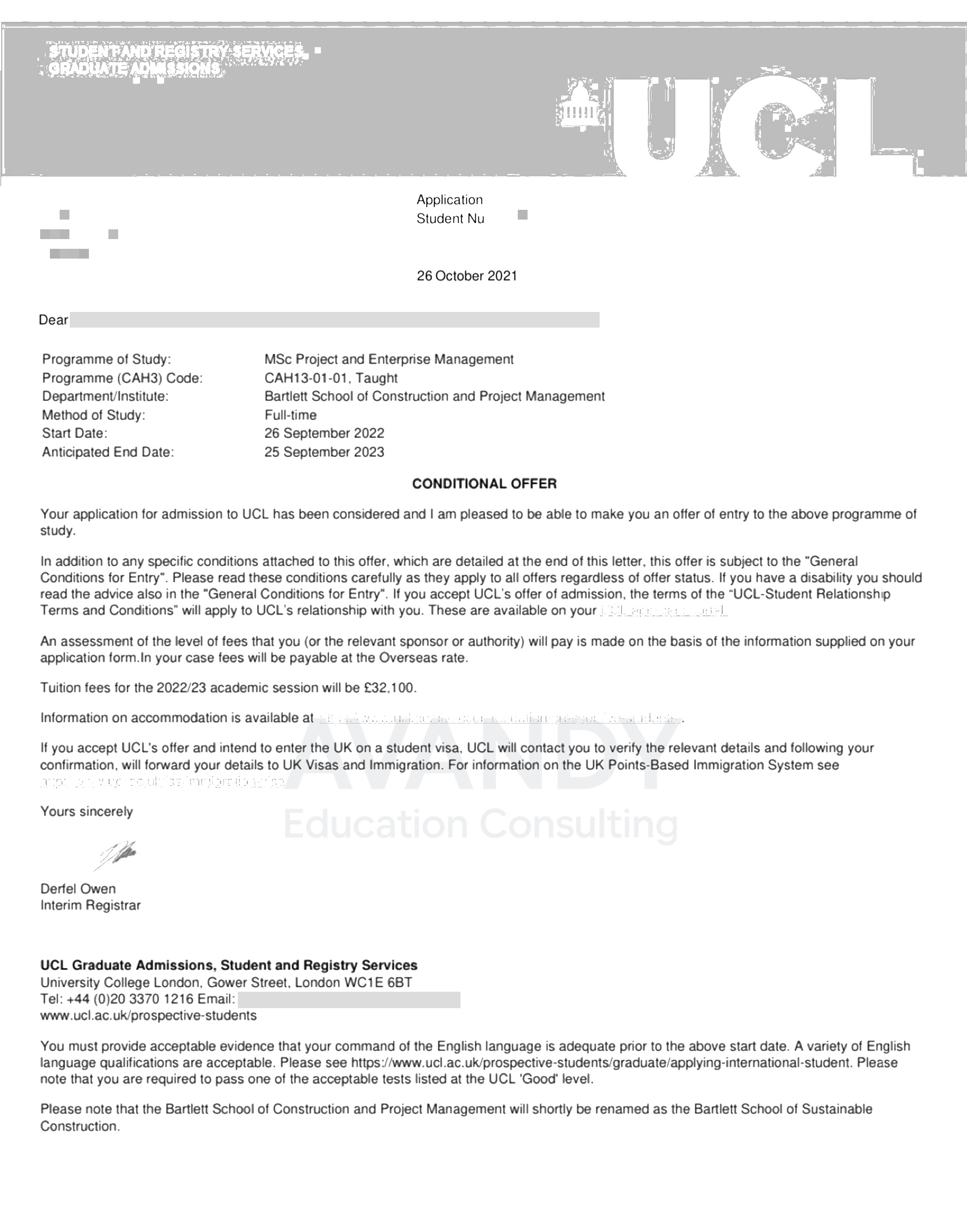 Documentación verificada del resultado de admisión
