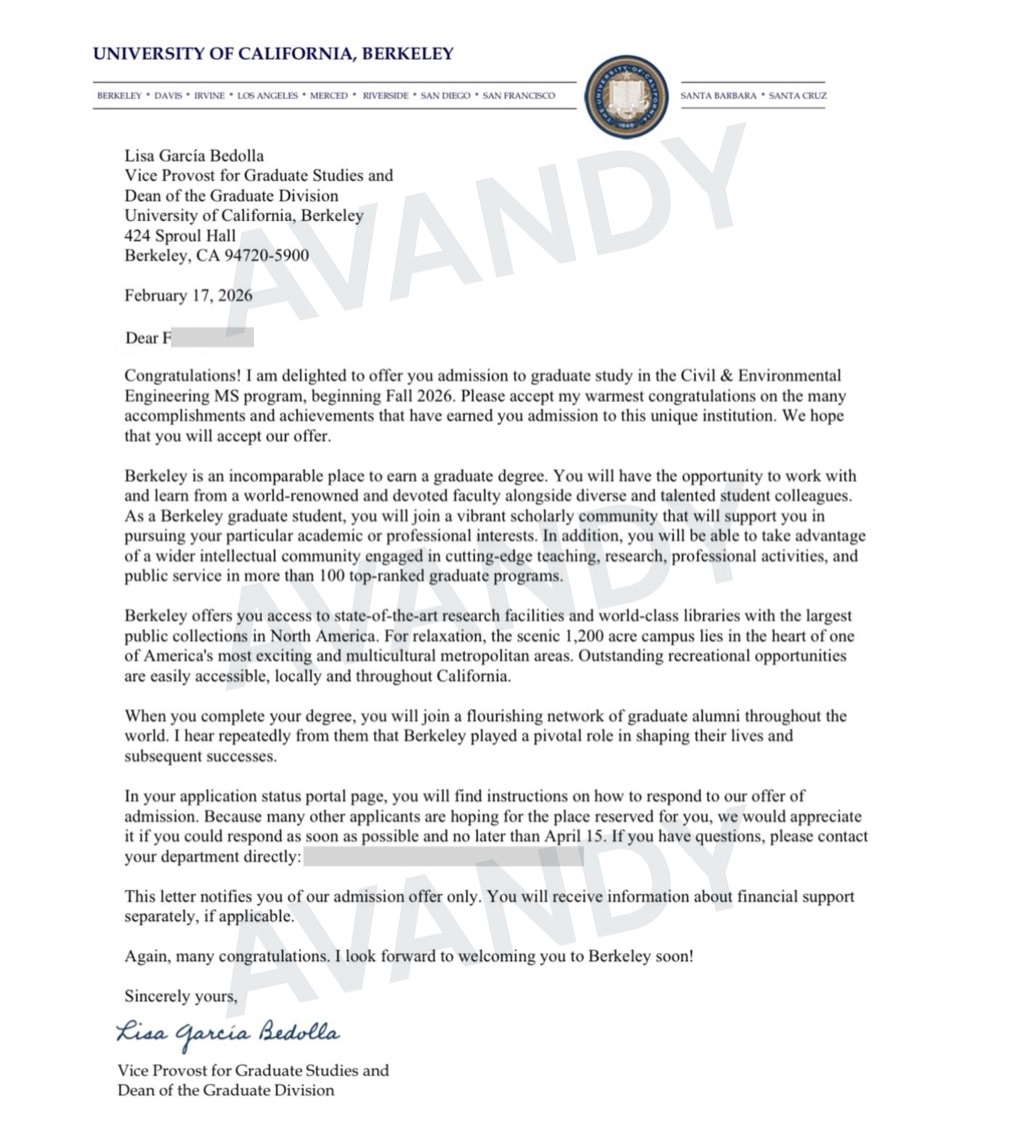 Documento verificado del resultado de admisión