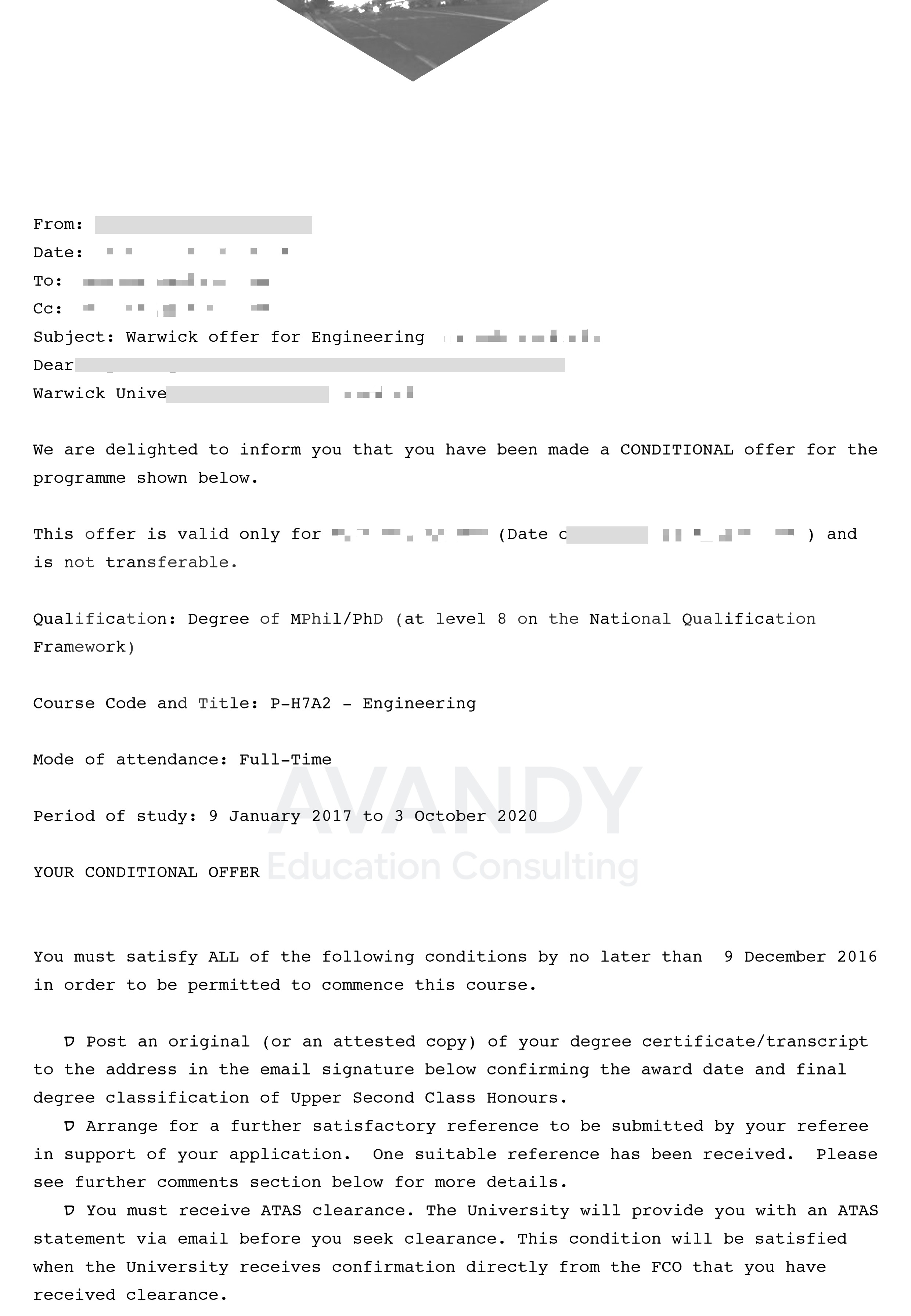Documentación verificada del resultado de admisión